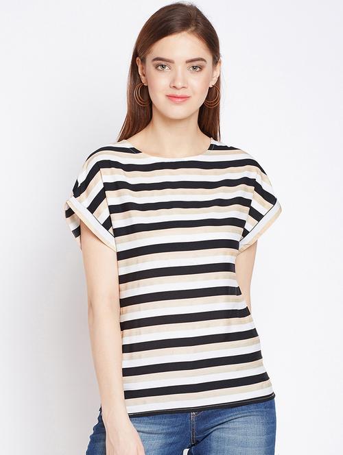 turn up sleeved striped top - 16133732 - Very Small Image - 1