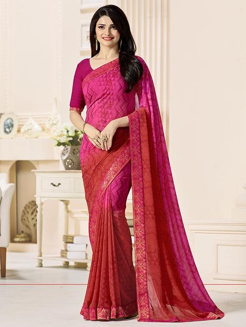 lace border printed saree with blouse - 16134021 - Very Small Image - 1