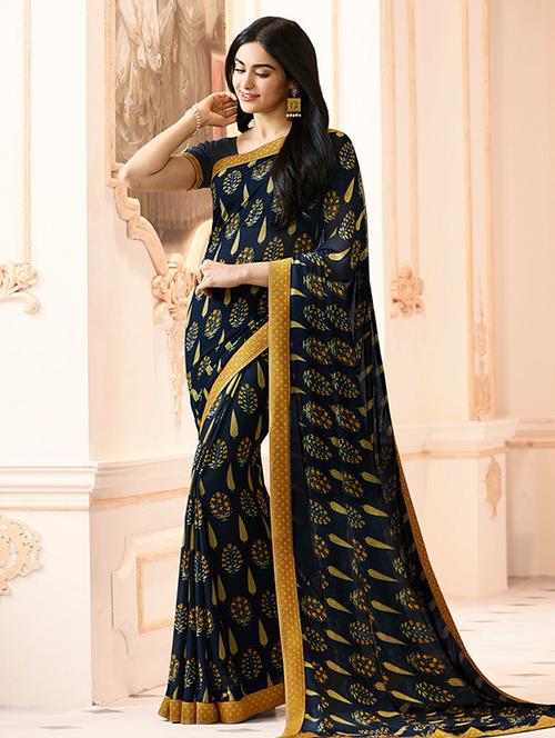 floral printed saree with blouse - 16134053 - Very Small Image - 1