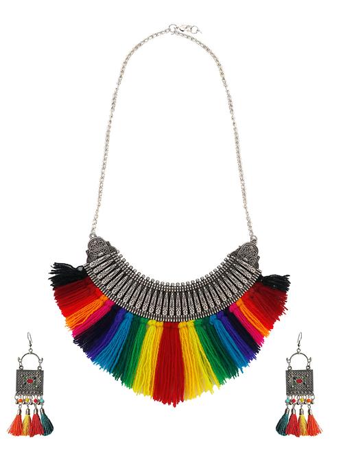 multi colored wool necklaces and earring - 16134181 - Very Small Image - 1