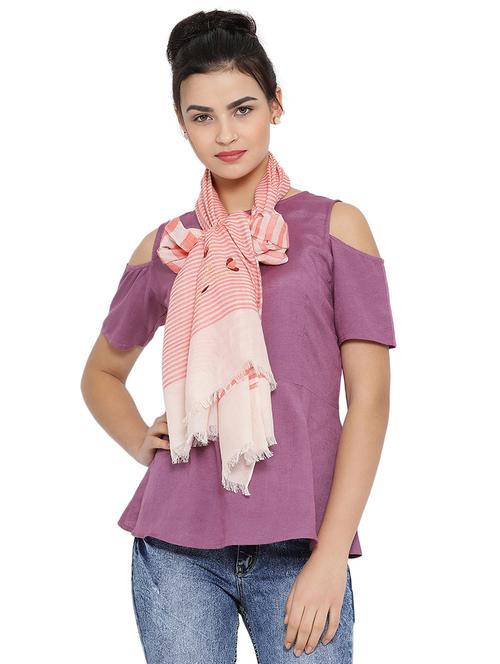 orange striped cotton stole - 16134389 - Very Small Image - 1
