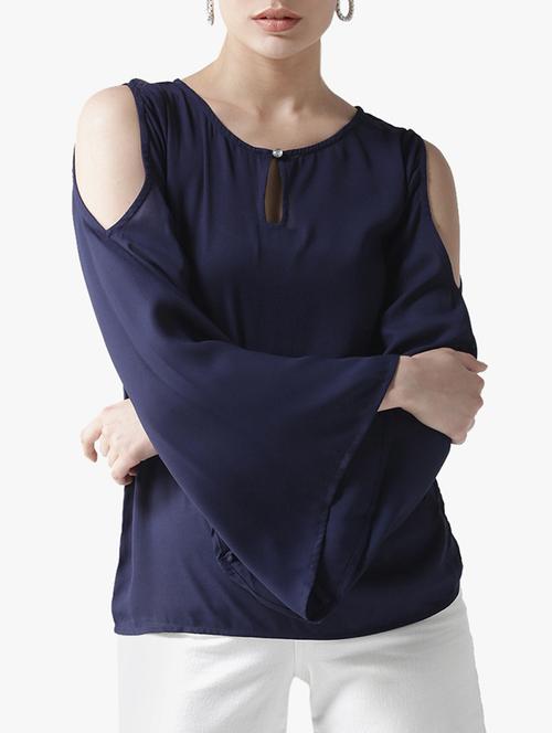 keyhole neck cold shoulder top - 16134473 - Very Small Image - 1