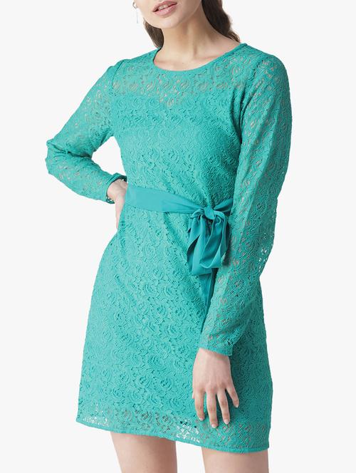 floral lace belted dress - 16134497 - Very Small Image - 1