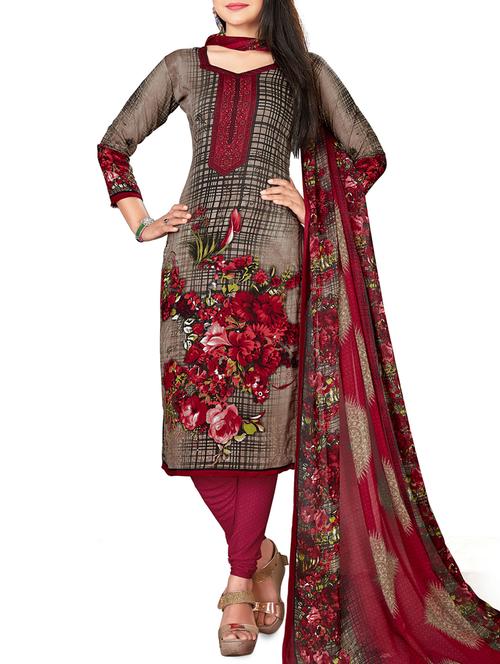 floral churidaar unstitched suit - 16134710 - Very Small Image - 1