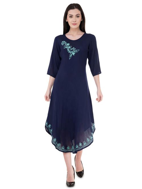 embroidered curved hem a-line dress - 16134985 - Very Small Image - 1