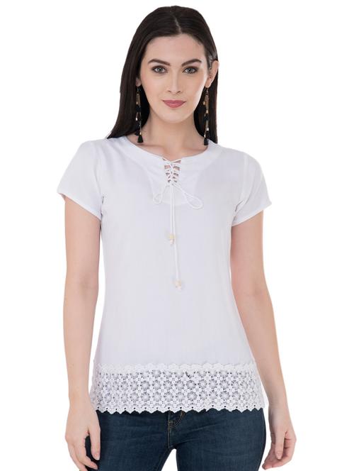 tie up neck lace detail top - 16134991 - Very Small Image - 1