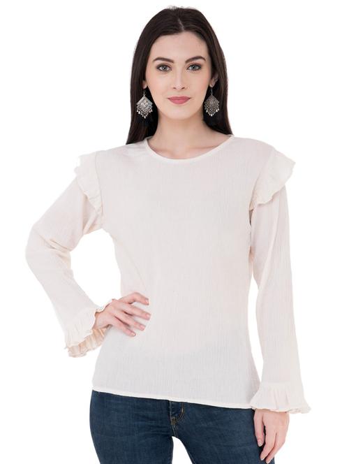 ruffle detail long sleeved top - 16134996 - Very Small Image - 1