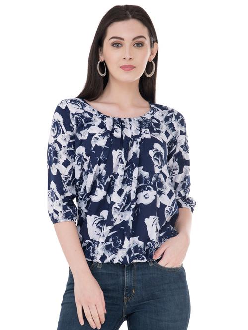 pleated neck floral top - 16135003 - Very Small Image - 1