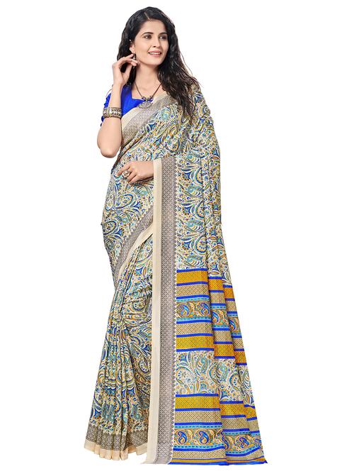 kalamkari beige mysore silk saree - 16135037 - Very Small Image - 1