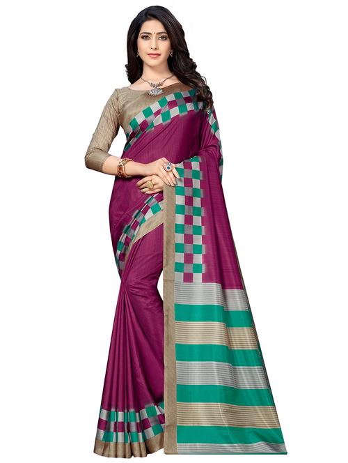 checkered mysore silk saree - 16135050 - Very Small Image - 1