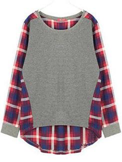 color block checkered top - 16135273 - Very Small Image - 1