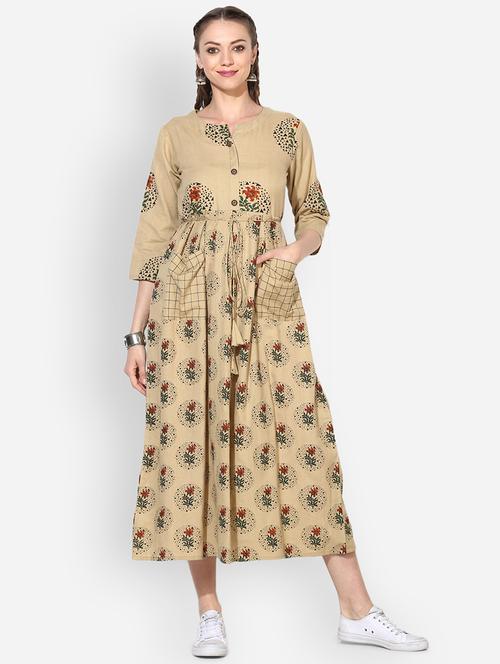 floral fit & flare ethnic dress - 16135772 - Very Small Image - 1