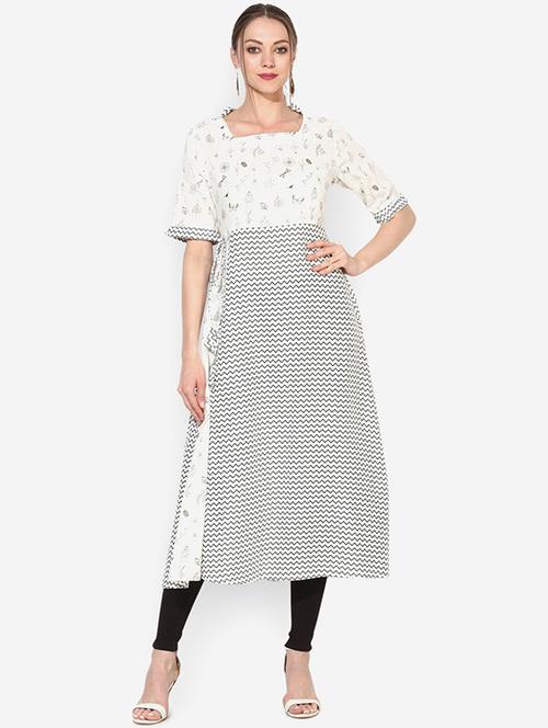 chevron flared kurta - 16135797 - Very Small Image - 1