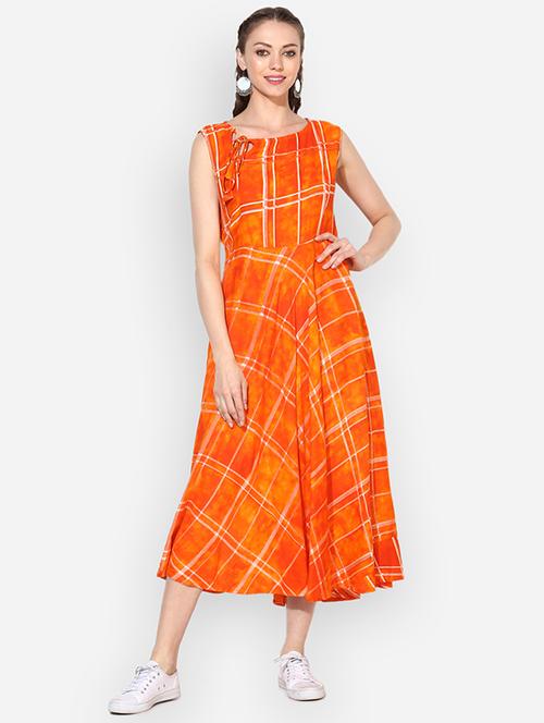 checkered flared dress - 16135798 - Very Small Image - 1
