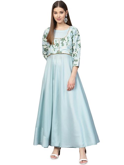 floral gota work a-line kurta - 16135975 - Very Small Image - 1