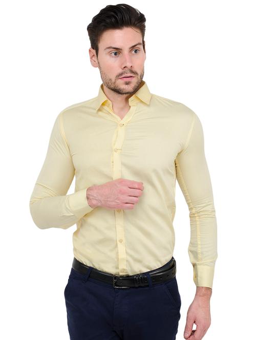 yellow solid formal shirt - 16136040 - Very Small Image - 1