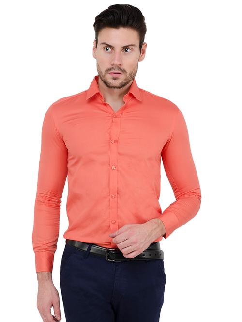 orange solid formal shirt - 16136043 - Very Small Image - 1