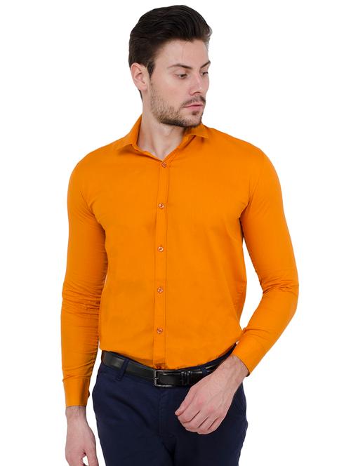 orange solid casual shirt - 16136055 - Very Small Image - 1