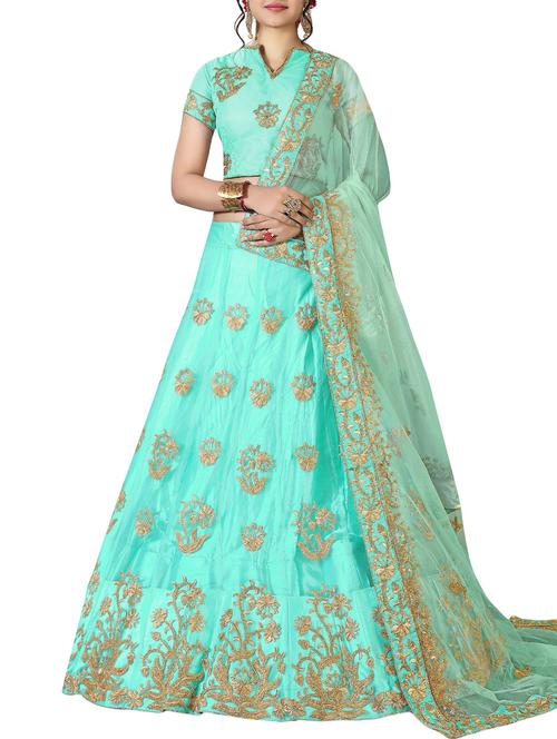 embroidered a-line lehenga - 16136525 - Very Small Image - 1