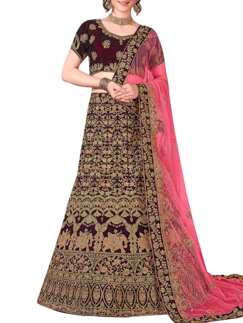 embroidered a-line lehenga - 16136552 - Very Small Image - 1