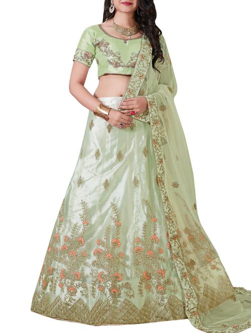 embroidered a-line lehenga - 16136554 - Very Small Image - 1