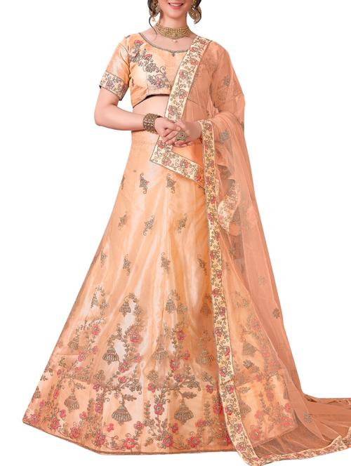 embroidered a-line lehenga - 16136559 - Very Small Image - 1