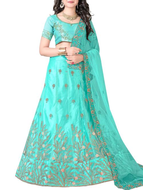 embroidered a-line lehenga - 16136566 - Very Small Image - 1