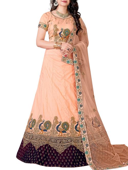 embroidered a-line lehenga - 16136570 - Very Small Image - 1