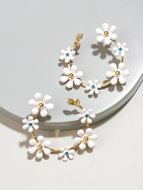 white metal drop earring - 16136744 - Very Small Image - 1
