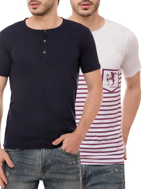 multi colored cotton blend combo t-shirt (set of 2) - 16137156 - Very Small Image - 1