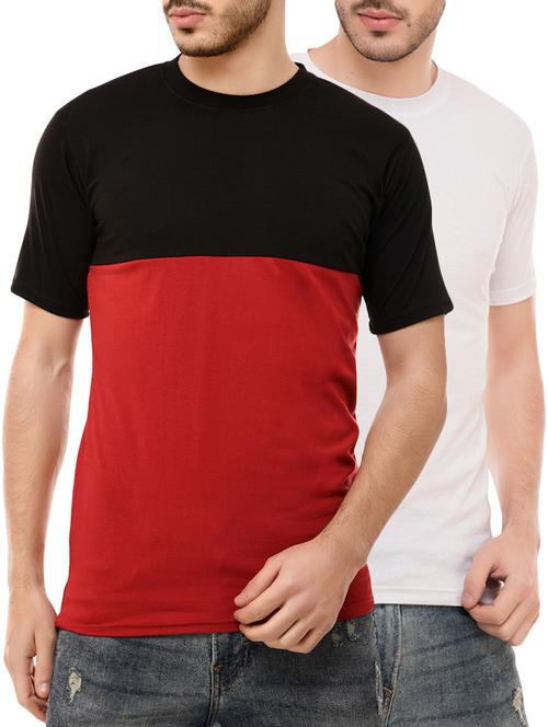 multi colored cotton blend combo t-shirt (set of 2) - 16137162 - Very Small Image - 1