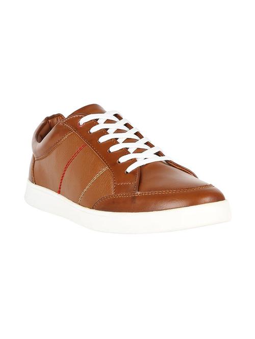 brown leatherette lace up sneakers - 16137478 - Very Small Image - 1
