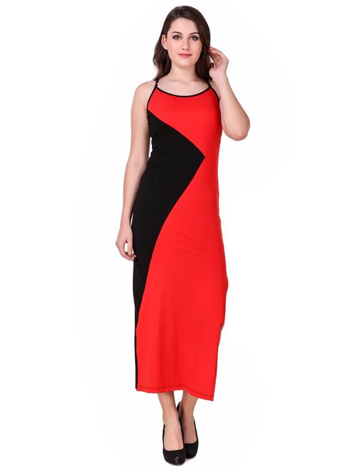 crossover detail color block high slit dress - 16137574 - Very Small Image - 1