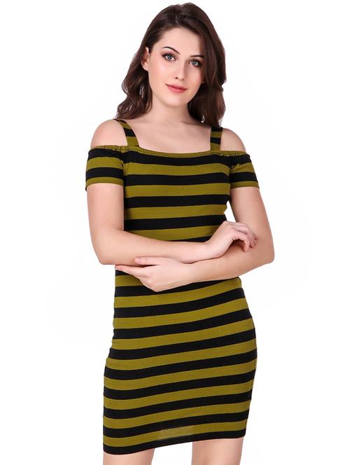 cold shoulder striped sheath dress - 16137606 - Very Small Image - 1