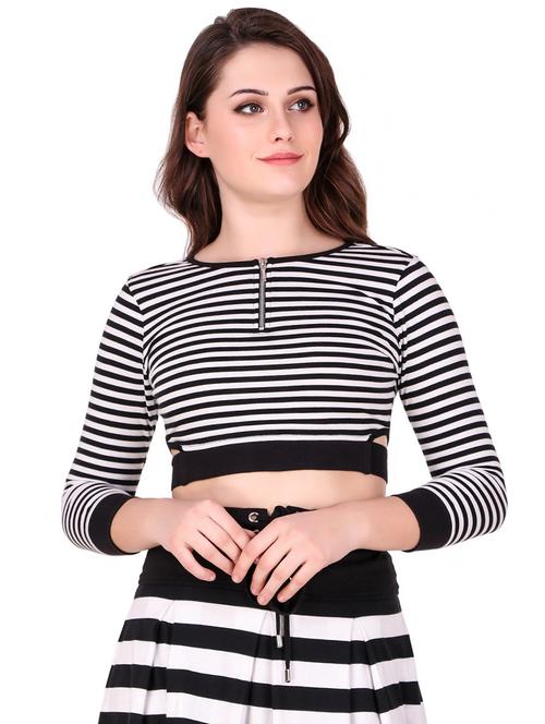 cut out detail striped crop top - 16137659 - Very Small Image - 1