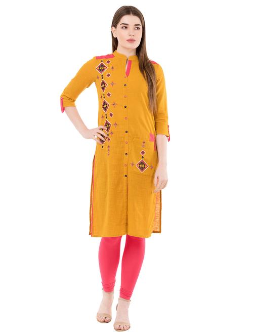 embroidered straight kurta - 16137693 - Very Small Image - 1