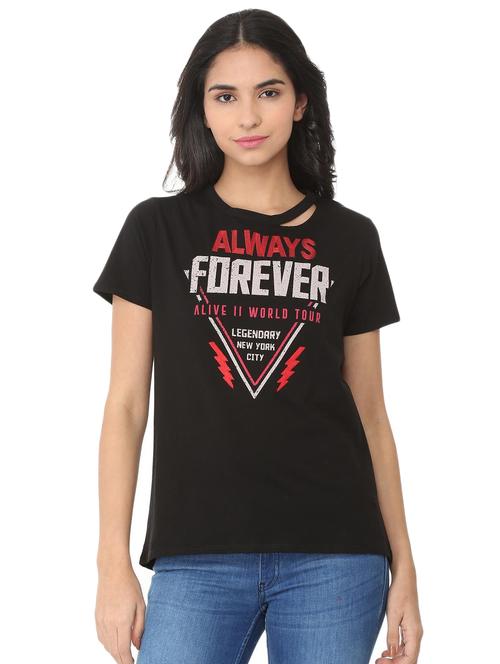 cut out detail graphic print tee - 16138291 - Very Small Image - 1