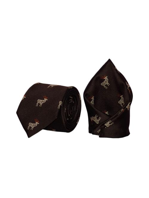 brown micro fiber tie and pocket square - 16138493 - Very Small Image - 1