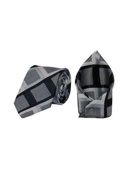 grey micro fiber tie and pocket square - 16138496 - Very Small Image - 1