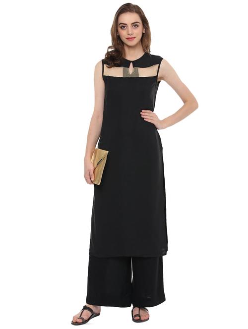 keyhole neck solid straight kurta - 16138596 - Very Small Image - 1