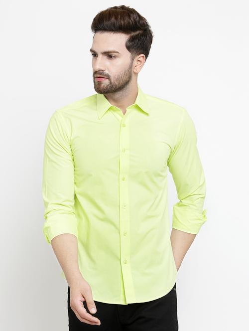 lemon green solid casual shirt - 16138947 - Very Small Image - 1