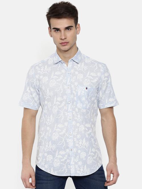light blue floral printed casual shirt - 16139033 - Very Small Image - 1