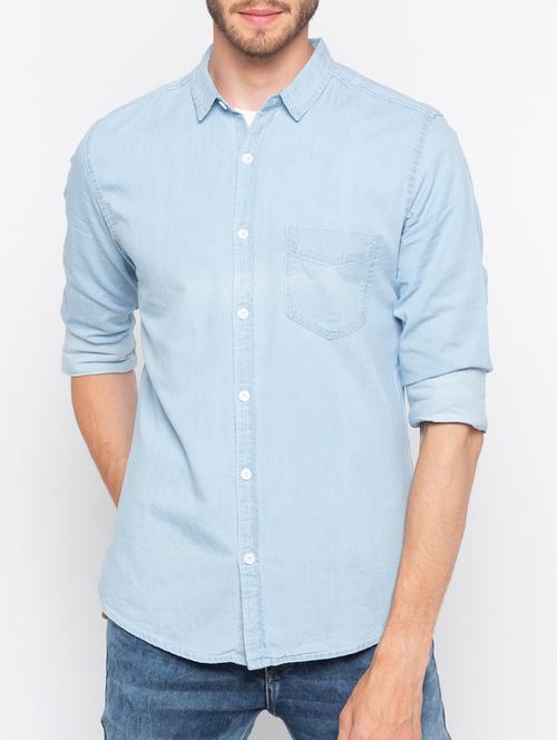 light blue denim casual shirt - 16139110 - Very Small Image - 1
