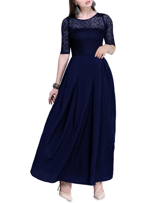 lace detail pleated maxi dress - 16139824 - Very Small Image - 1