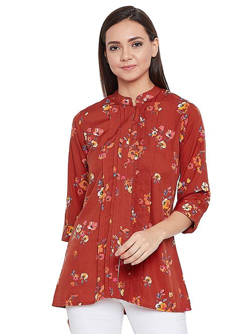 pin tucked floral tunic - 16139838 - Very Small Image - 1