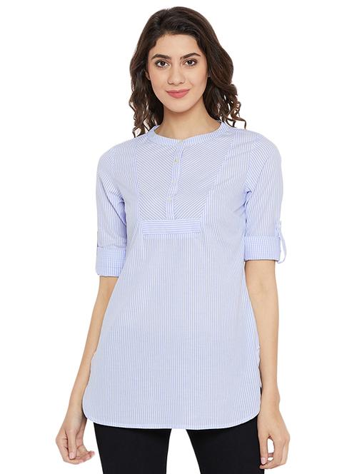 roll up sleeved striped tunic - 16139845 - Very Small Image - 1