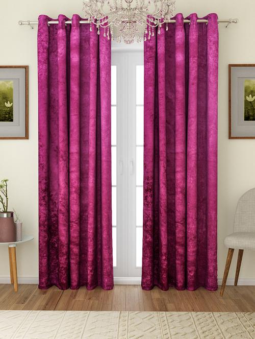 solid eyelet velvet blackout curtains for door 7 feet, set of 2 - 16140165 - Very Small Image - 1
