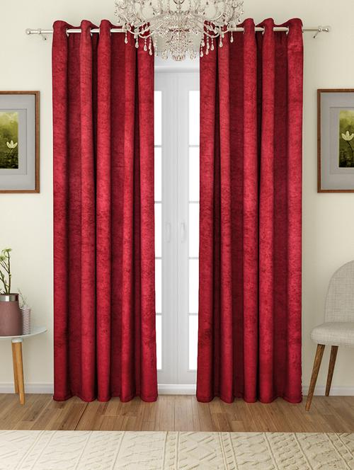 solid eyelet velvet blackout curtains for door 7 feet, set of 2 - 16140168 - Very Small Image - 1