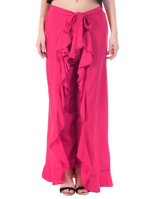 pink ruffle flared palazzo - 16140353 - Very Small Image - 1