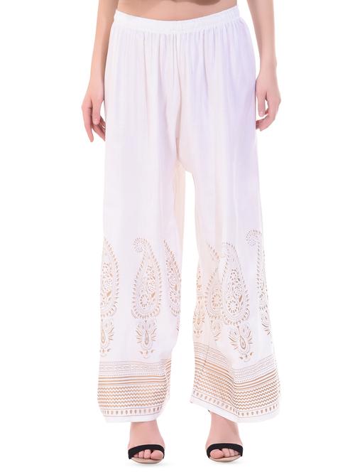 off-white block printed flared palazzo - 16140358 - Very Small Image - 1